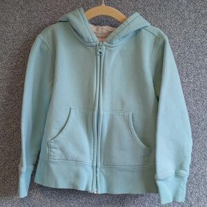 Amazon Essentials Girls Size XS 4-5 Aqua Blue Hooded Fleece Zip Up Jacket